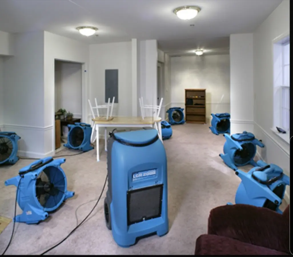 Air movers and dehumidifier setup for Water Extraction & Removal in Pontotoc